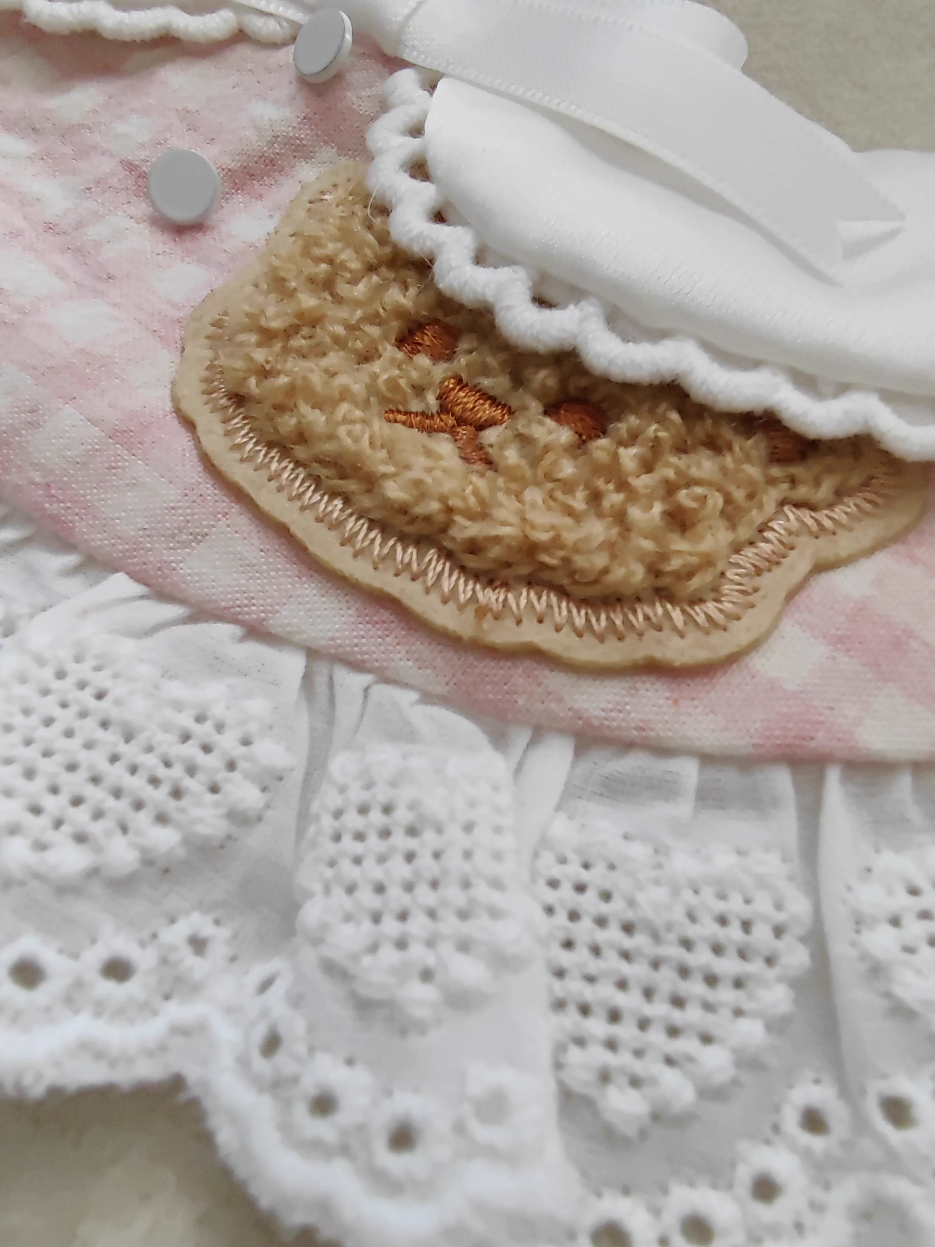 Pet Autumn Winter Plaid Cute Bib Pet Lace Teddy Bear Drool Towel Handmade Scarf Decoration Collar Dog Accessories for Small Dogs view 5