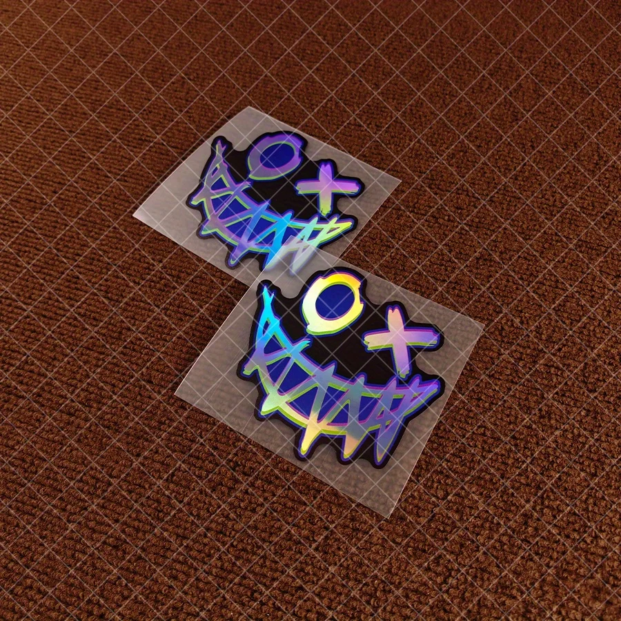 

1 шт. голографическая наклейка Crazy-Face - прочный винил для автомобиля, ноутбука и телефона - съемный декор