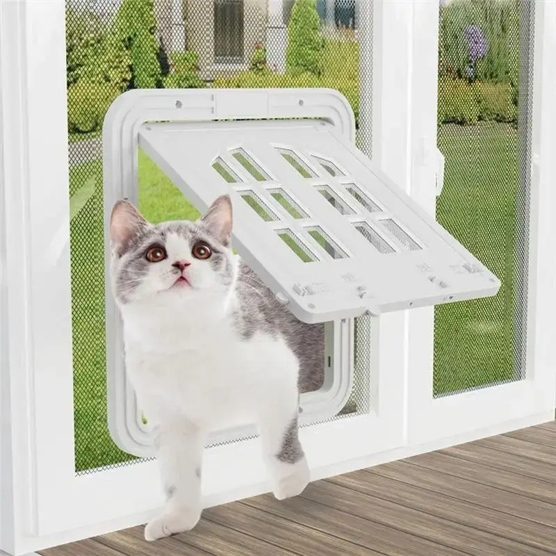 RMWIN-Pet Door Lockable Inside Door Flap Cat Window Door Cat Screens Barrier Sliding Door Window Screens Doggy Door Insert