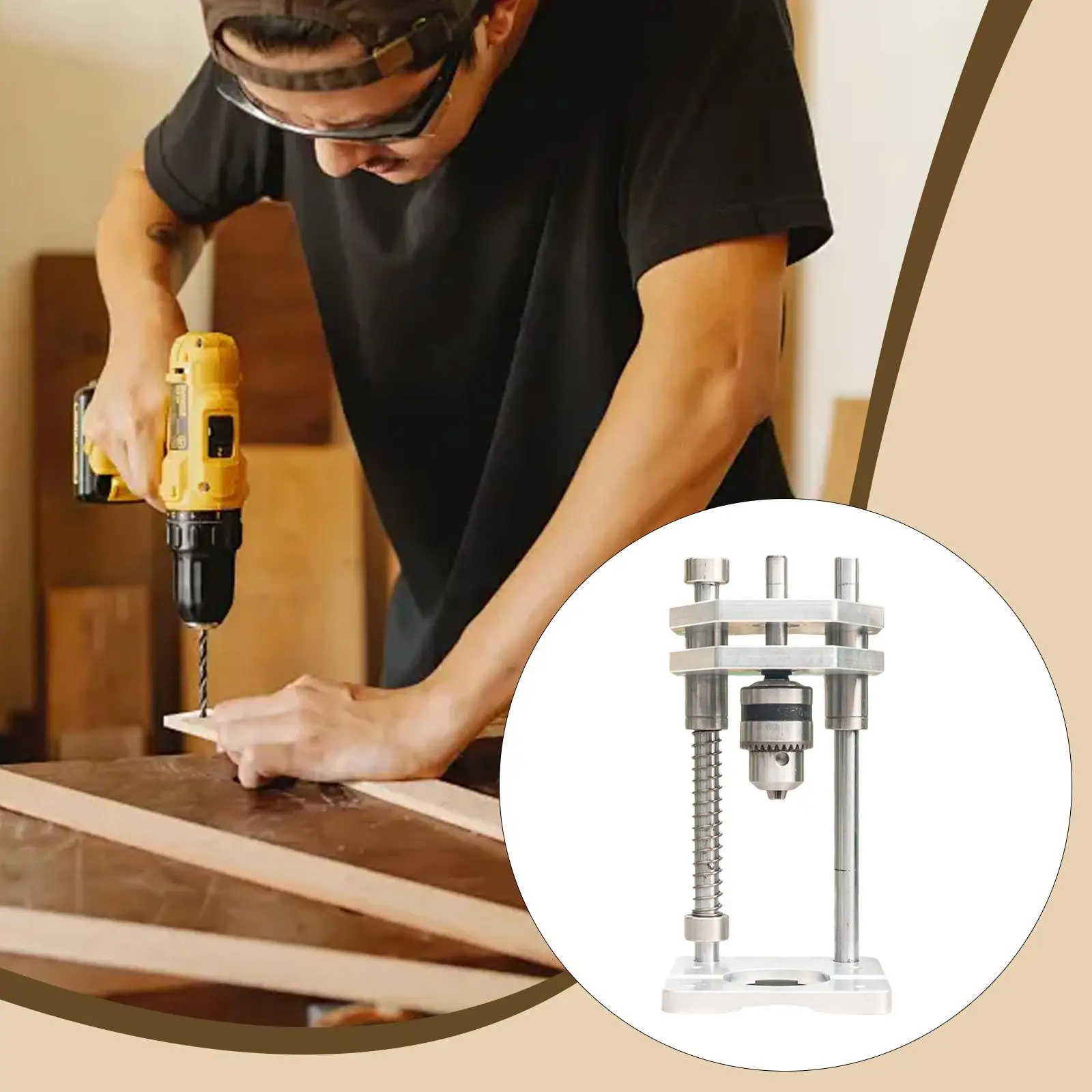 

Precision Vertical Drilling Guide Steel Stand Drill Jig for Wood Board Positioning DIY Carpentry Tool Accessories