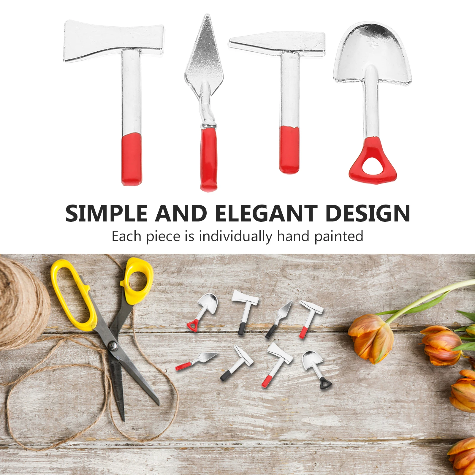

8pcs Mini Gardening Tools Small Garden Tools Alloy Material For Mini House Decorations Micro Landscape Decors Diy Projects