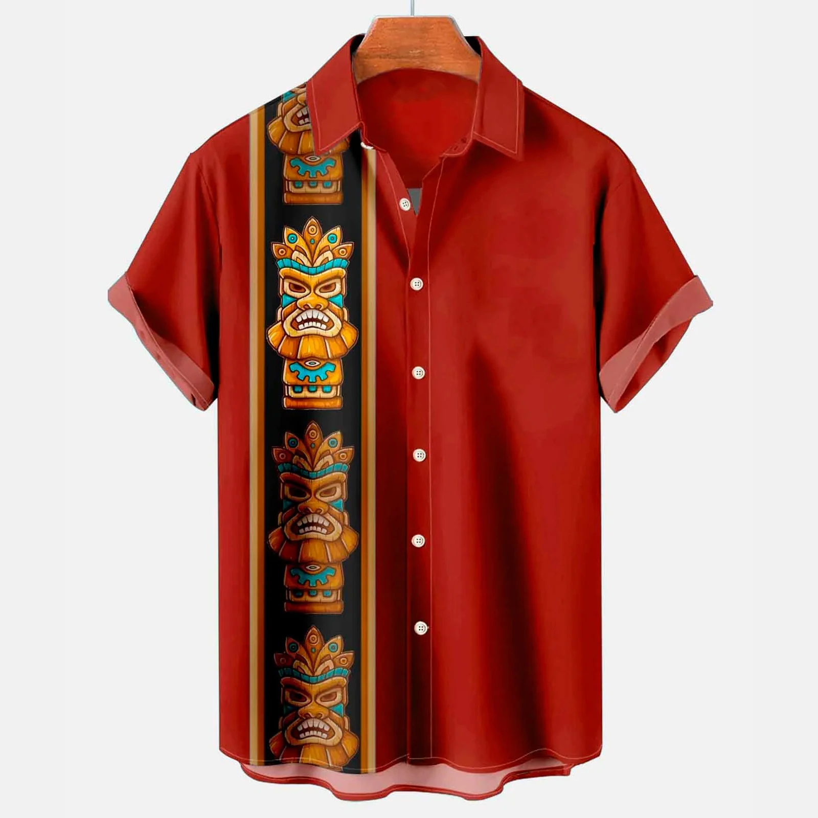 

Летние гавайские рубашки с 3D принтом Тики, мужская модная рубашка, повседневная винтажная уличная одежда в стиле Харадзюку, рубашка с коротким рукавом, блузка, мужская одежда
