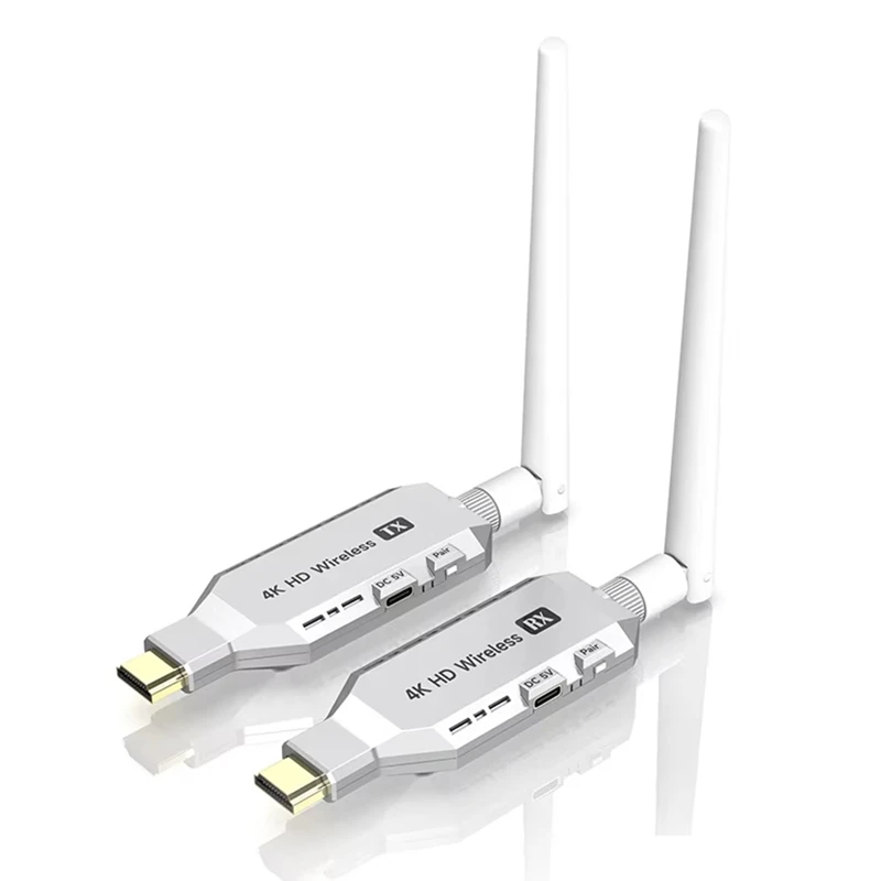 موسع لاسلكي 5.8G 50M 4K - طقم جهاز إرسال واستقبال الصوت والفيديو المتوافق مع محول دونجل للعرض اللاسلكي