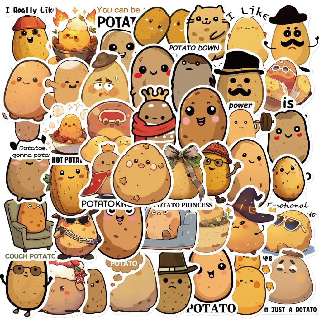 10/50PCS New Potato Sticker Cartoon Personality Creative Computer Suitcase Mobile Phone Decoration Waterproof Sticker Wholesale