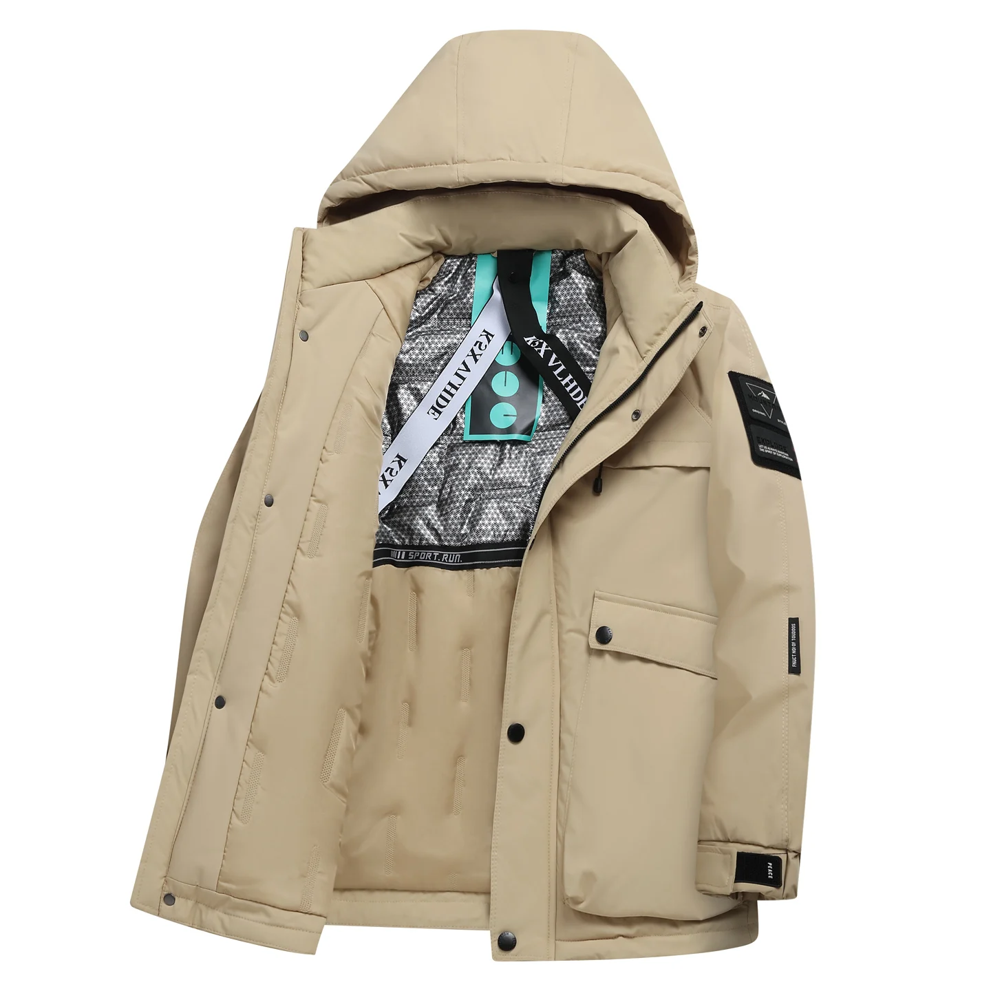 

Winter Jacket Men Hooded Zip Up Padding Parkas Casual Fashion Long Thicken Outwear Parkas Jackets Winter Windbreaker Coats