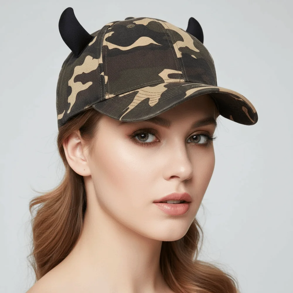 Casual 3D Devil Horn Baseball Cap Cosplay Adjustable Outdoor Sports Sun Hat Breathable Casquette For Man Women Unisex
