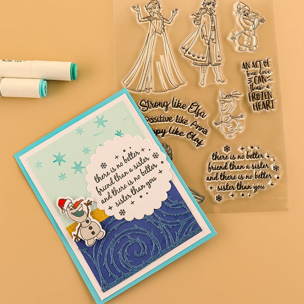 Disney Frozen Clear Stamps And Dies Set Anna Elsa Olaf Stamp for DIY Scrapbooking Decorative Paper Card Making New Arrival 2022