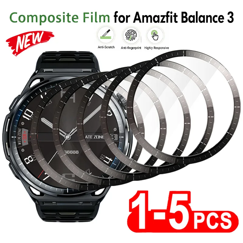 Screen Protector For Amazfit Balance 3 Curved Screen Protector Ultra-HD FullCoverage Protective Film Accessories(Composite film)