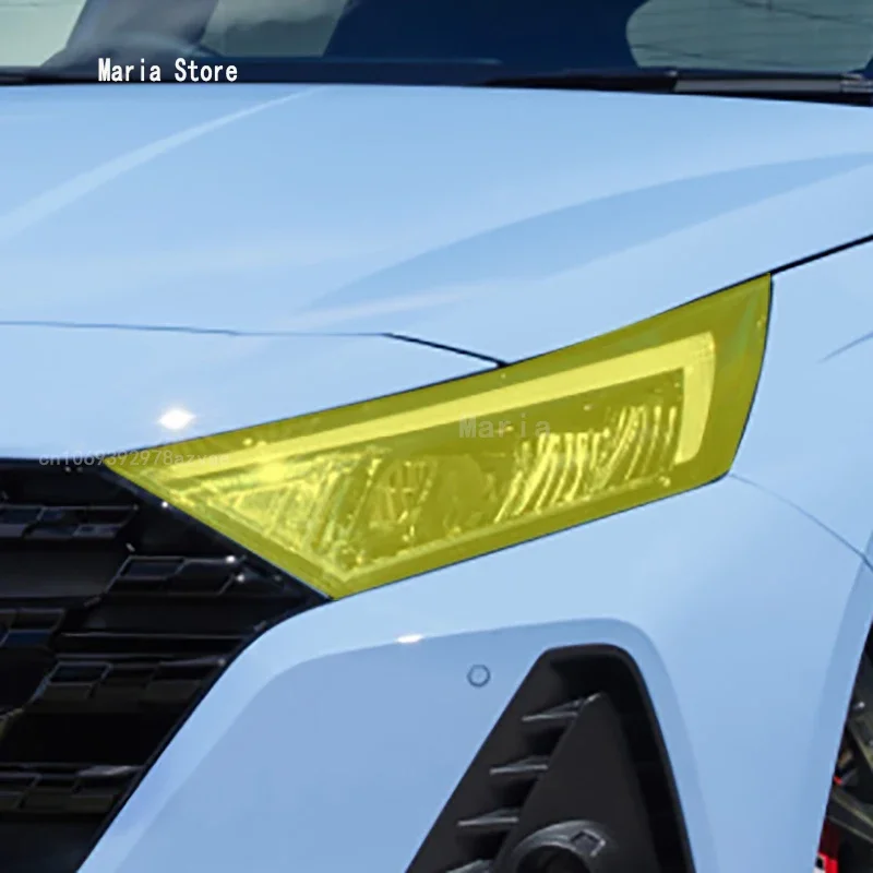 For Hyundai i20 2021-2023 Accessories Car Headlight Protective Film Headlamp Restoration Transparent Black TPU Car Light Sticker view 4