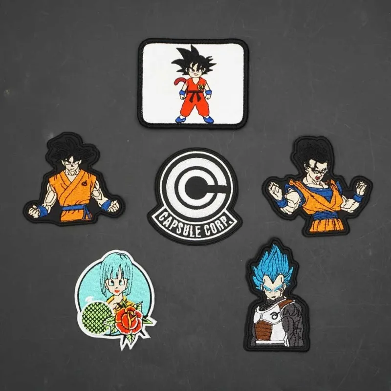 Dragon Ball Animation Peripherals Creative Kawaii Son Goku Vegeta Majin Buu Cartoon Clothes Patches Embroidered Velcro Badges