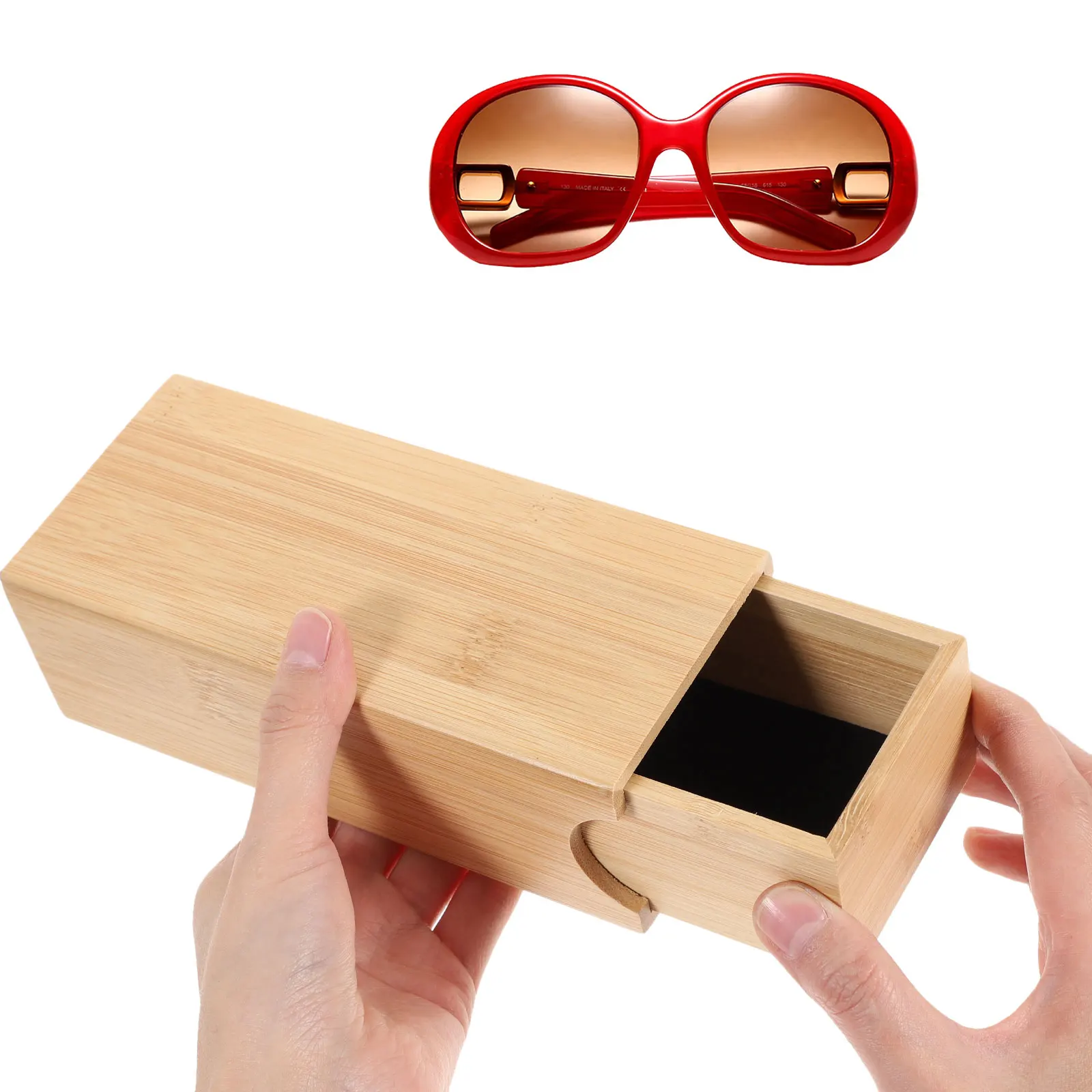 

1pc Bamboo Sunglasses Box Durable Travel Eyeglasses Storage Case Portable Protective Container Holder Rack EcoFriendly Material