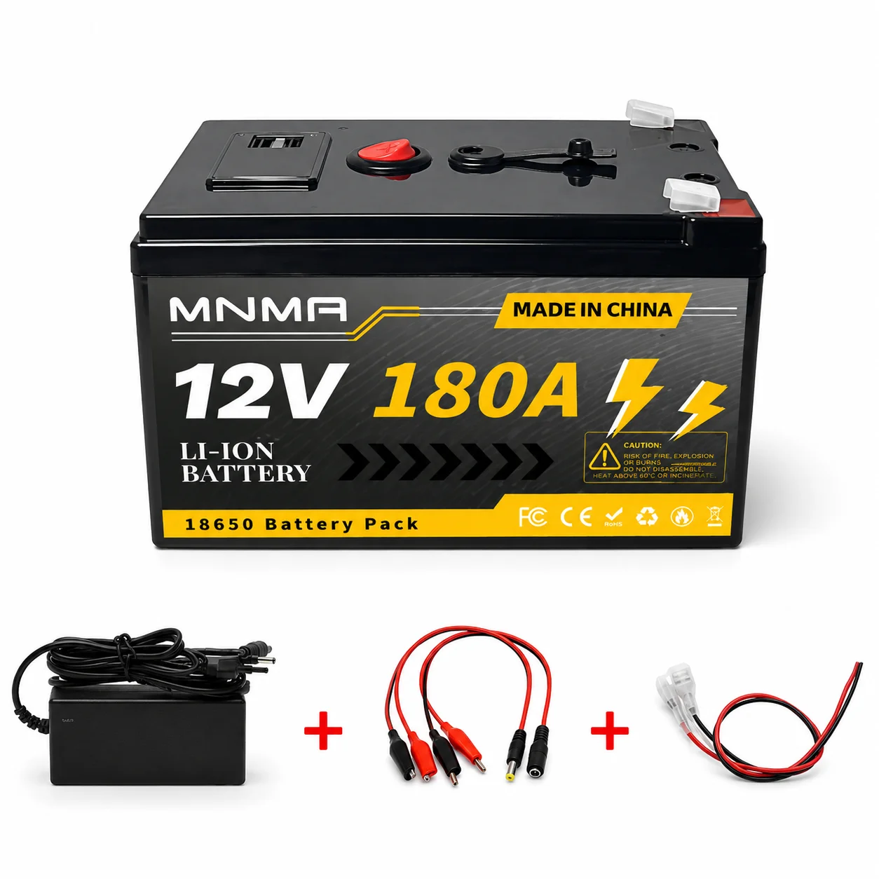 12V 180Ah 18650 Lithium Ion Battery Rechargeable Storage Battery Deep Cycle Battery for Solar System RV Camper Boat