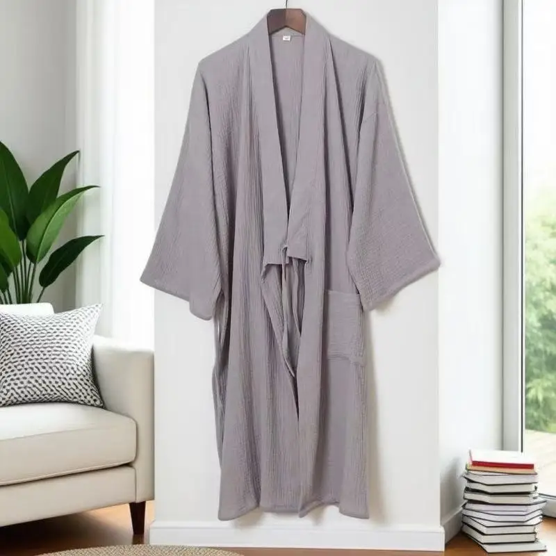Vintage Pure Cotton Long Robe Men Women Traditional Chinese Incense Tea Uniform Simple Couples Pajamas Home Wear Taoist Robe - Image 5