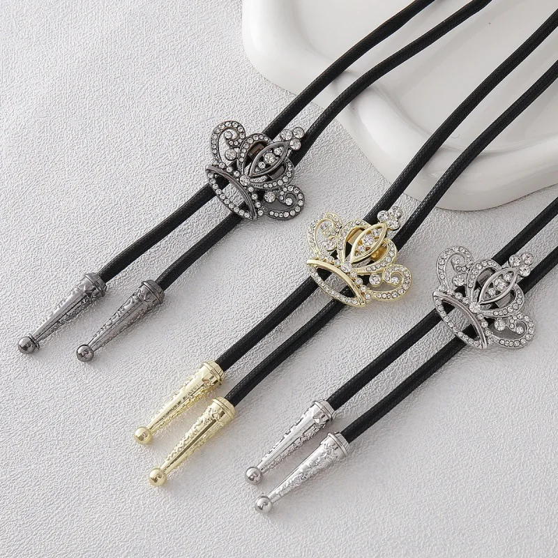 

Новая модная галстук-болочка с короной и стразами для женщин и мужчин, рубашка с галстуком-бабочкой, кожаный галстук на шею, роскошные ювелирные аксессуары