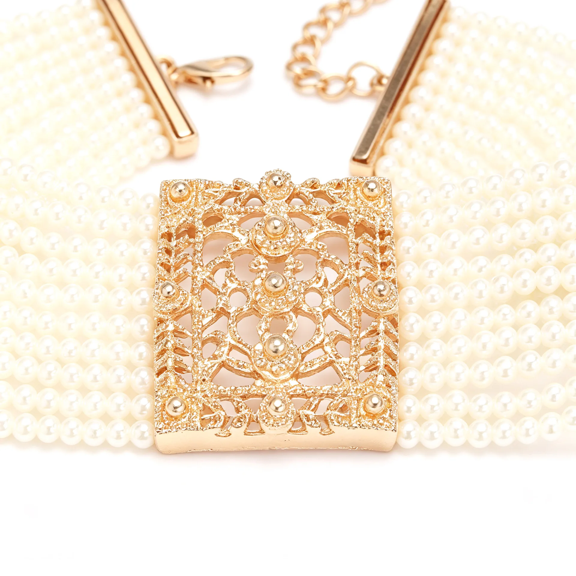 Bohemia Mehrschichtige Imitationsperlen-Choker-Halsketten für Damen, Modeschmuck, Braut-Hochzeits-Party-Accessoires 2026 – Detail 8