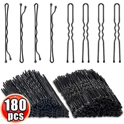 Pinzas para el pelo onduladas negras para mujer, horquilla Invisible en forma de U, estilo de peinado, empuñaduras de Metal, pasador, accesorios para el cabello