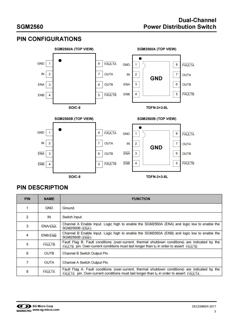 10Pcs/Lot SGM2560AYS8G/TR SOIC-8,Dual-Channel Power Distribution Switch,Electronics,Integrated Circuit IC