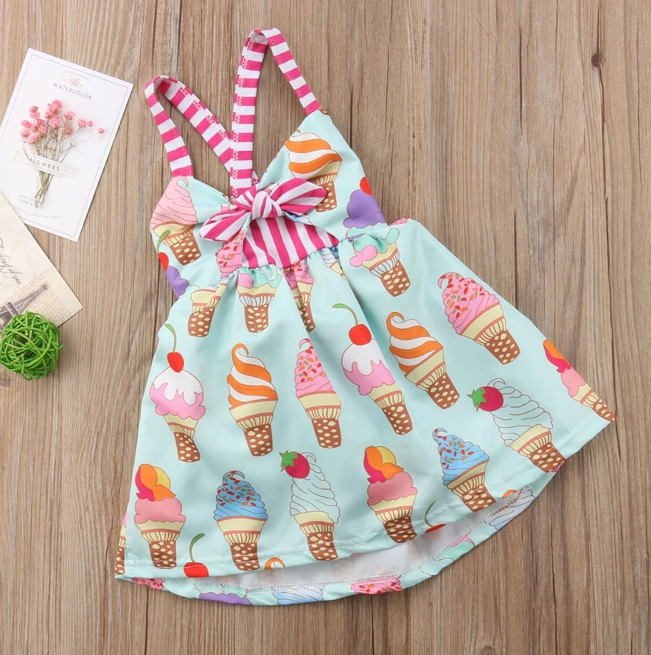 Casual Toddler Kids Baby Girl Sling Halter Backless Bow Tutu Dress Sundress Summer Clothes