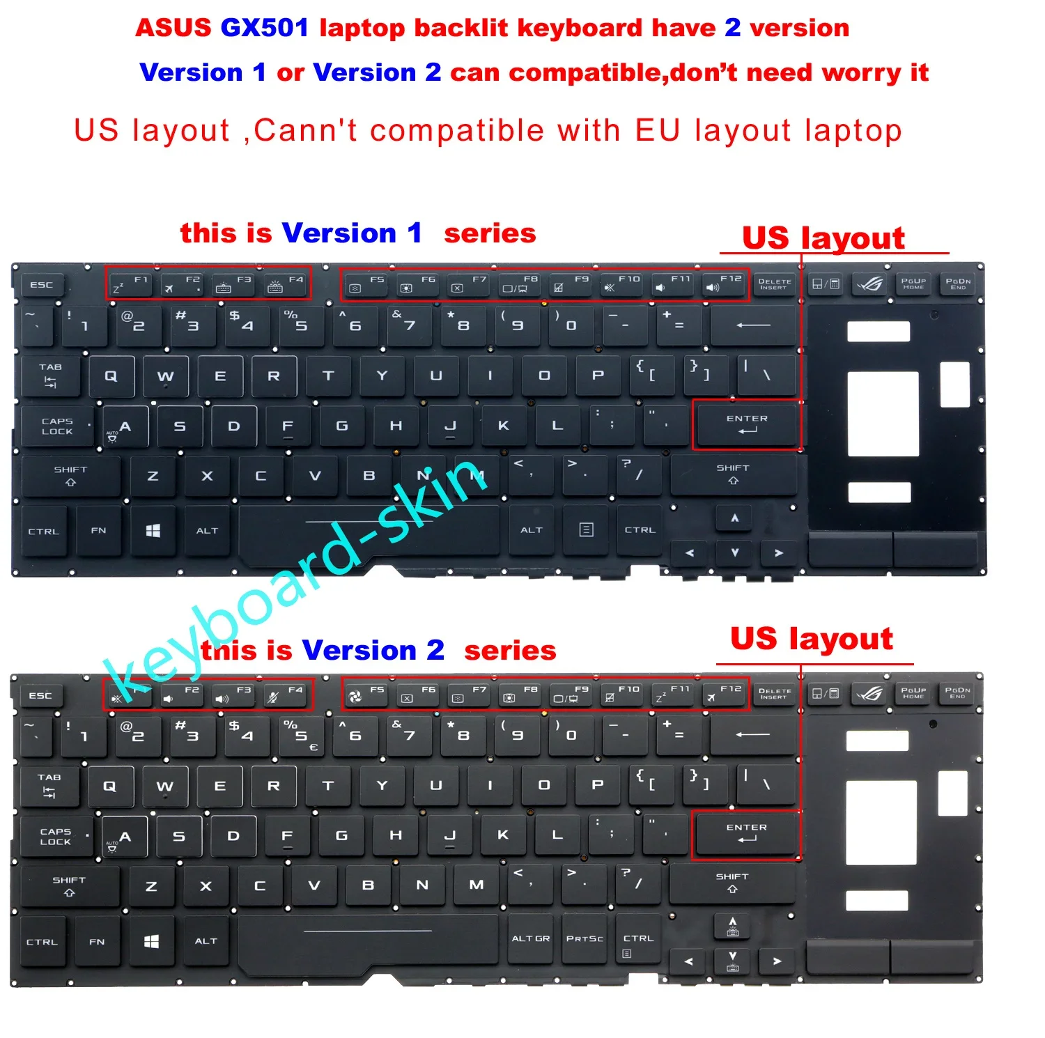 جديد الولايات المتحدة لوحة المفاتيح الخلفية ل Asus GX501 GX501V GX501GI GX501VI GX501VIK GX501VS GX501VSK محمول