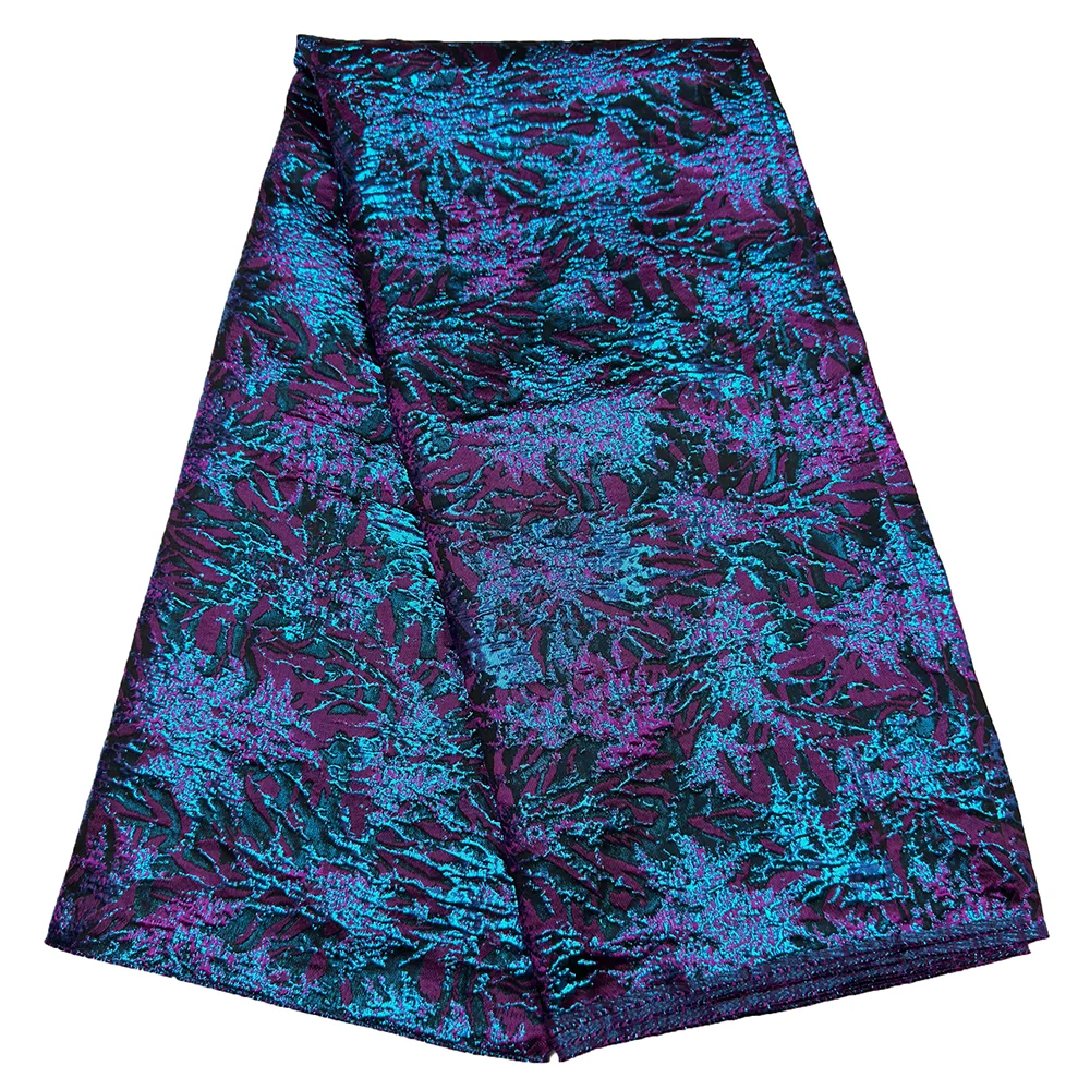 エレガントなジャカードフレンチブロケードレース素材 5 ヤード縫製ウェディングパーティードレス女性のためのアフリカの金色のブロケードレース生地