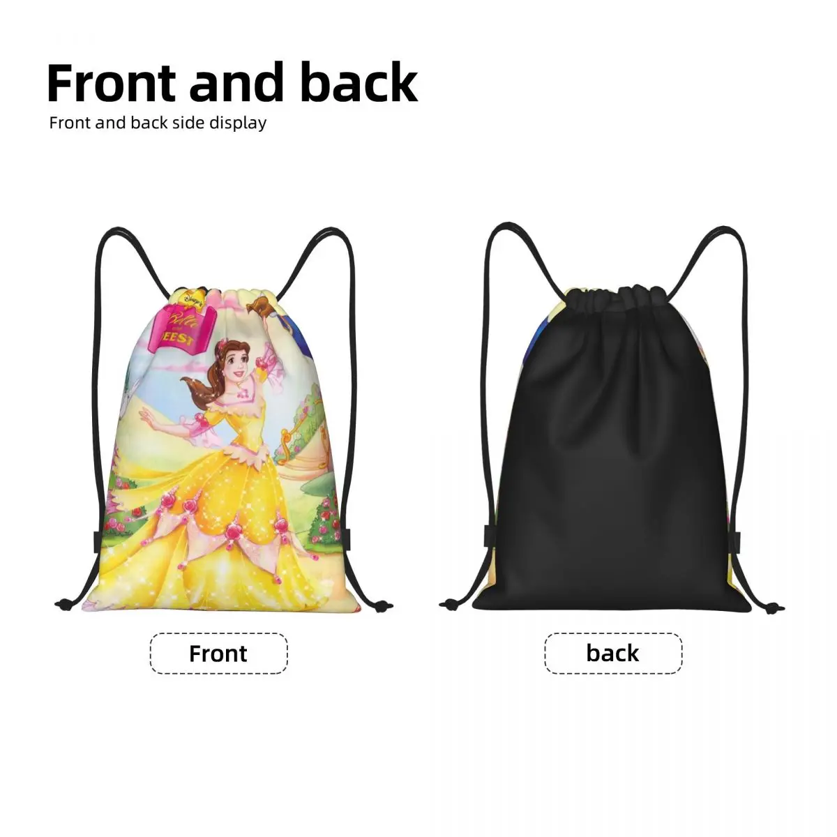 Custom Beauty And The Beast Cartoon Drawstring Bags Men Women Portable Gym Sports Sackpack Shopping Backpacks