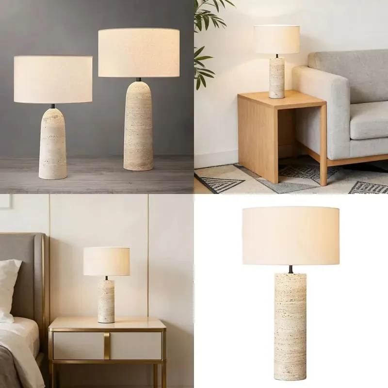 Japanese wabi-sabi limestone table lamp, creative atmosphere bedside lamp, suitable for living rooms, bedrooms, hotel
