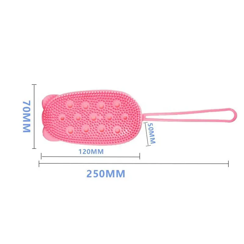 

Креативная силиконовая щетка для ванны, двусторонняя Массажная щетка для спины, щетка для очищения кожи, щетка для душа фиолетовая, зеленая, синяя, розовая