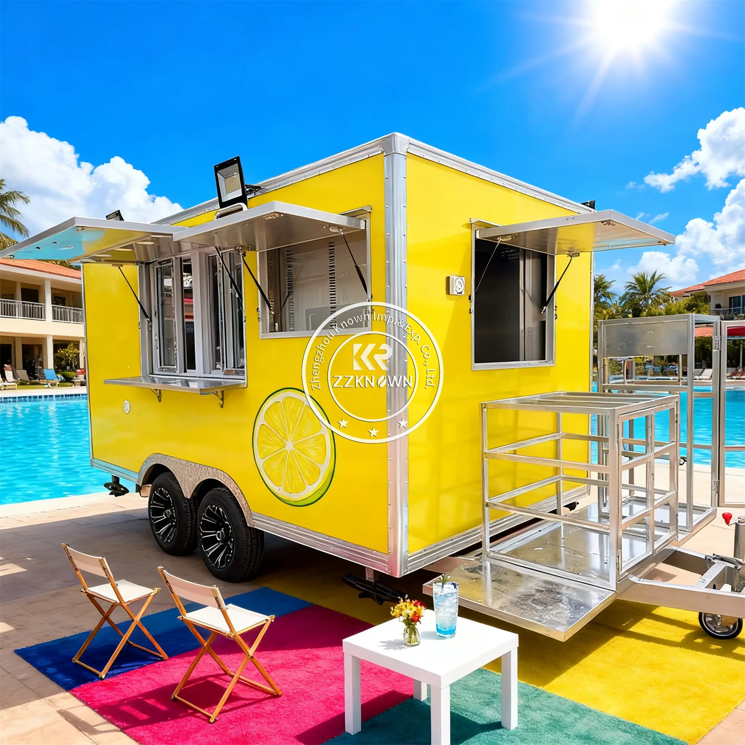 

Mobile Food Trailer Hot Dog Cart Concession Stand Fast Food Vending Truck Catering BBQ Food Truck with Full Kitchen Equipment