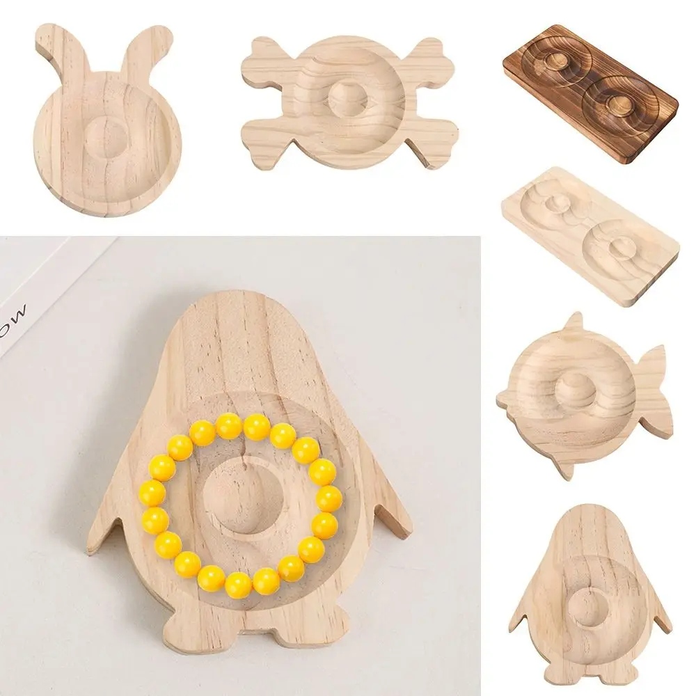 Espositore per braccialetti con cordino in legno, bordo fai da te a forma di cartone animato, porta braccialetti con perline di legno, vassoio per esposizione di gioielli per la casa