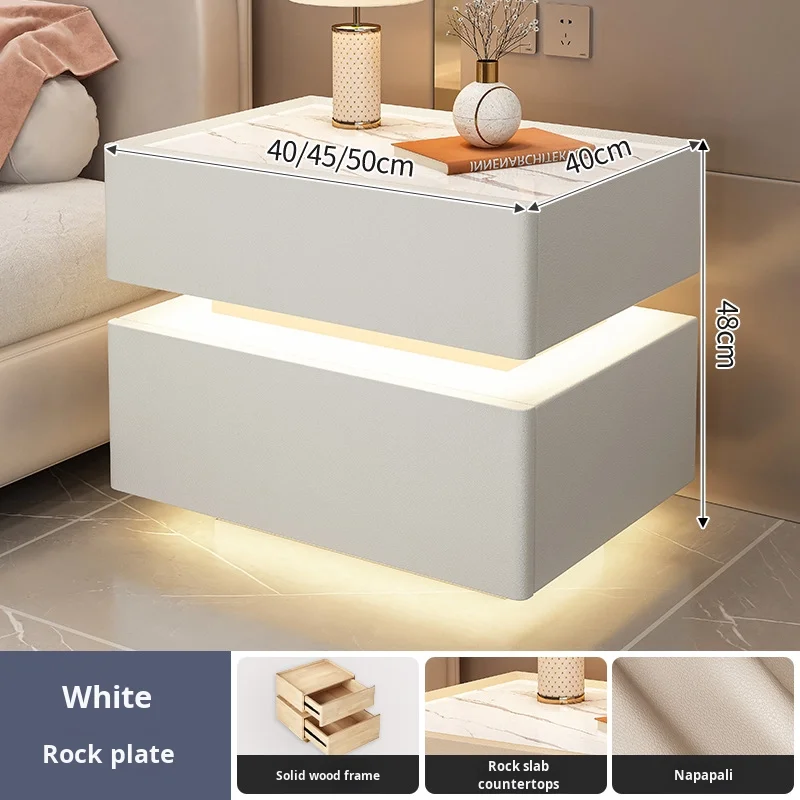 طاولة سرير ذكية حديثة مع درج تخزين شحن USB لاسلكي ومكبر صوت ذكي لأثاث غرفة النوم أو غرفة المعيشة