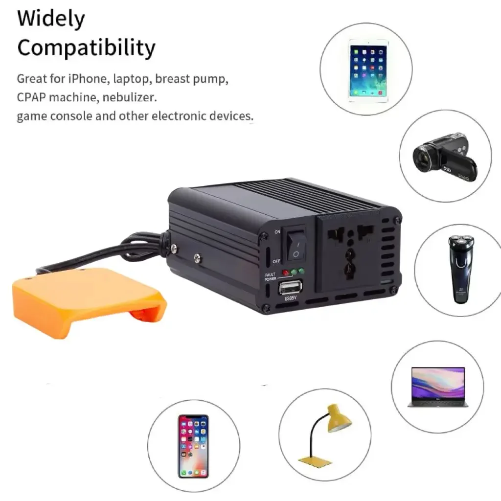 200W Battery Converter Portable Power Inverter  for Dewalt 18V/20VLithium Inverter 18V To 220v AC With USB  Adapter（Tools Only）