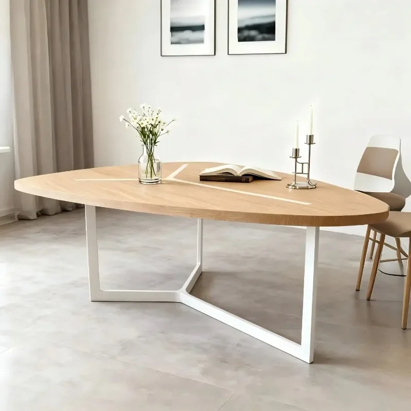 BJ Italian Minimalist Lacquer Dining Table White Triangle Conference Desk Modern Office Meeting Table