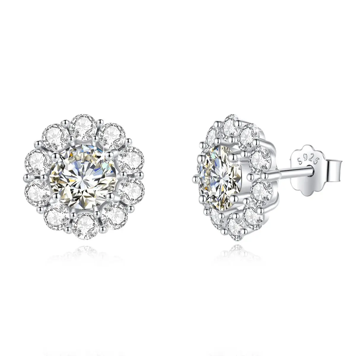 

Madison Audury Moissanite Gemstone Stud Earrings for Women Solid 925 Sterling Silver D Color Wedding Accessories Fine Jewelry