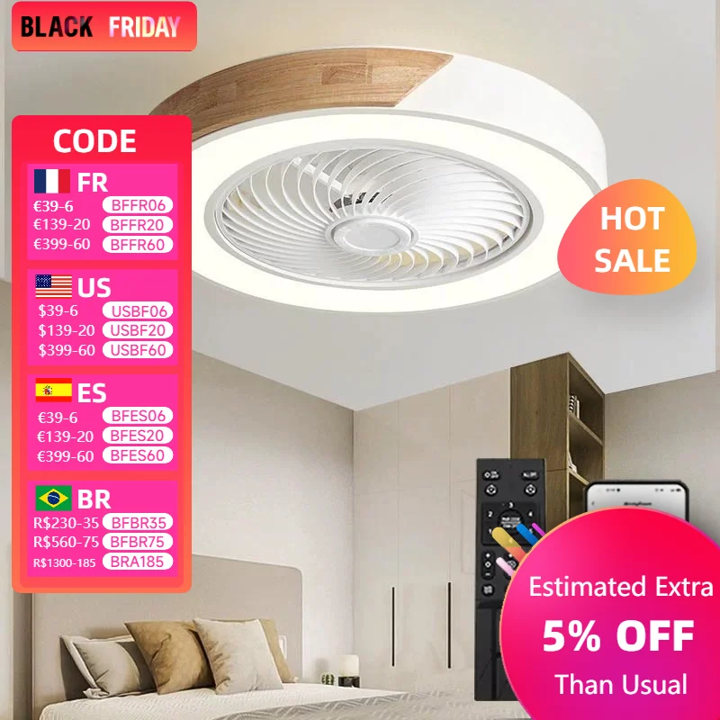 LED Fan Light Ceiling Lamp Household Modern Simple Bedroom Restaurant Invisible Ceiling Fan Light Living Dining Table Room Decor