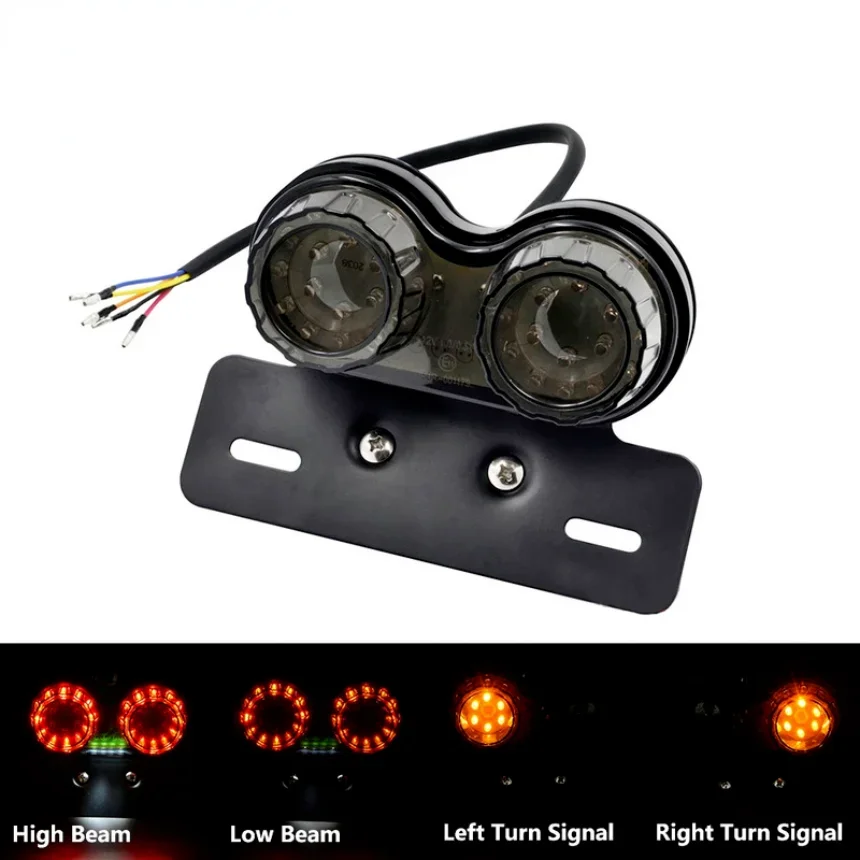 Motorcycle LED Modification Tail Light Motorcycle Accessories Brake Licence Plate Holder Light Twin Turn Signal Light 12V 1pcs