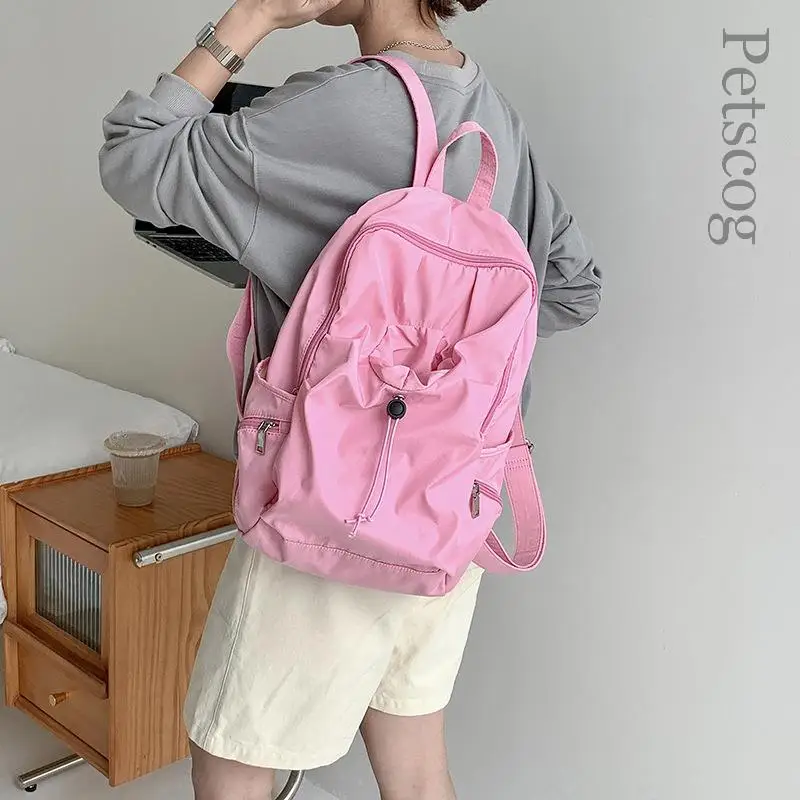 

Student Casual Backpacks 2023 New Large Capacity Nylon Soft Shoulder Bag Simple Design Ladies Back Pack Travel School Bags