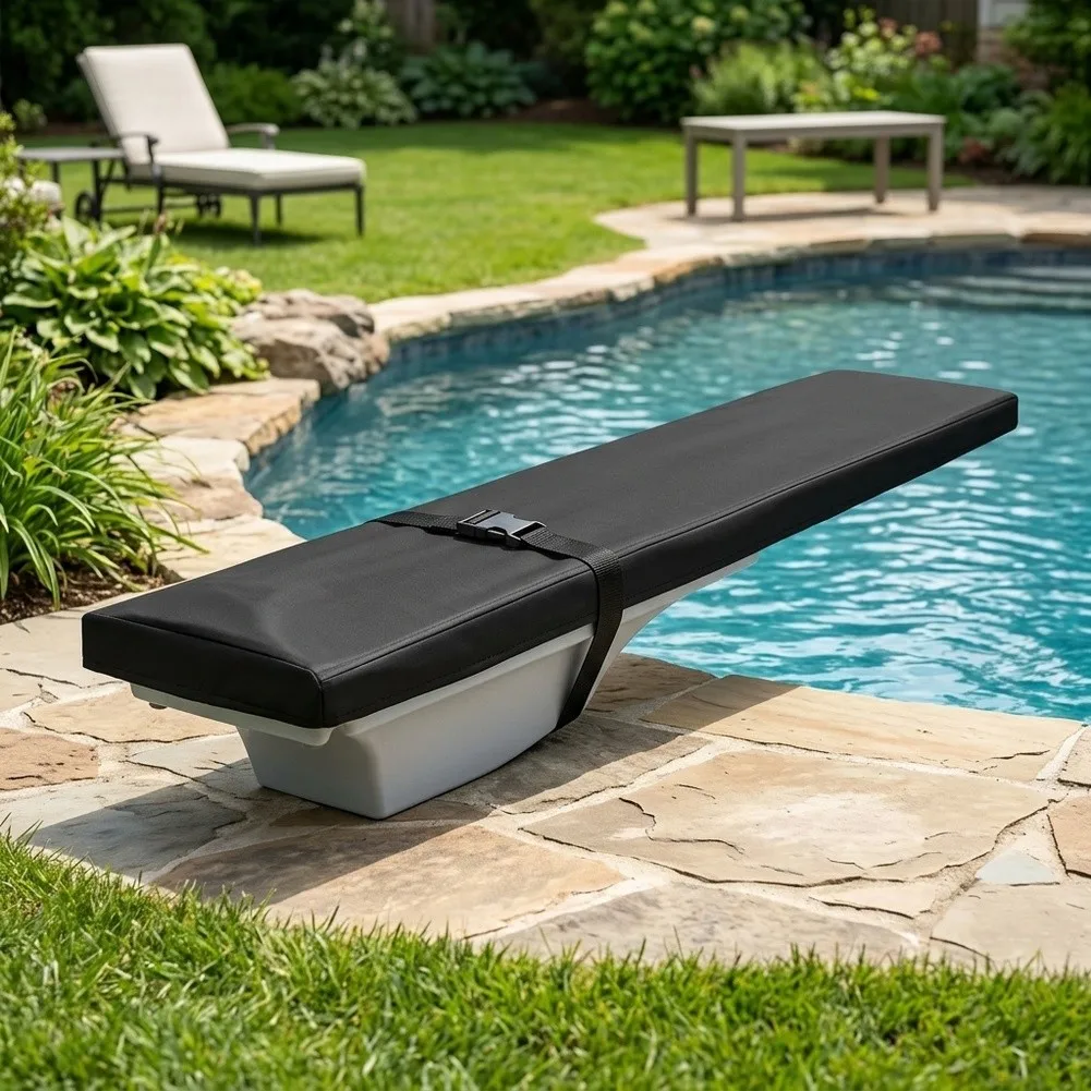 6ft Swimming Pool Diving Board Cover 600D Waterproof Anti-UV Replacement Pool- Diving Board Protector Cover With Fixed Buckles