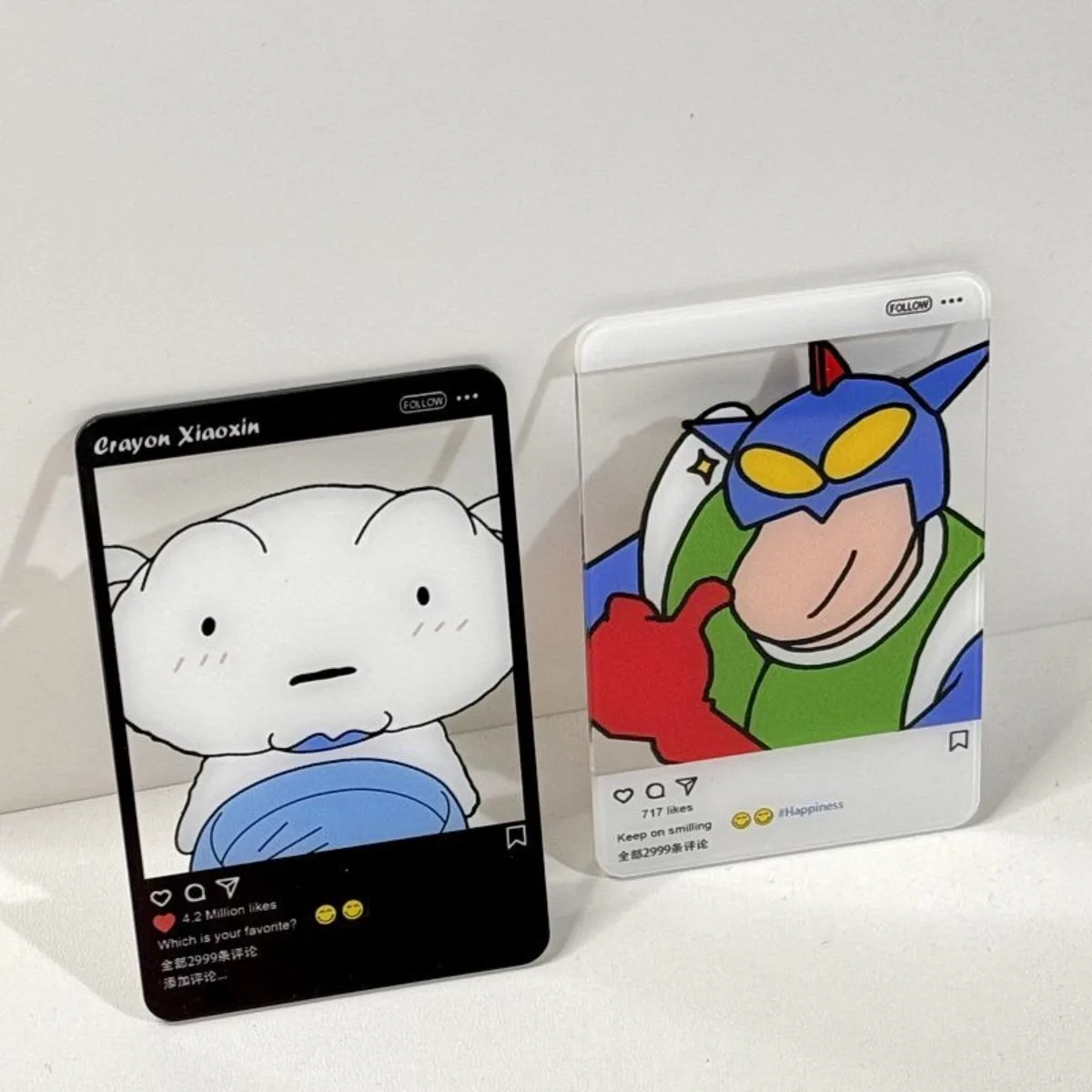 Crayon Shin chan Transparent Acrylic Card 3inch Ins Style Anime Figures Cartoon ACG Goods Cards Game Collection Cards Toy Gift view 6