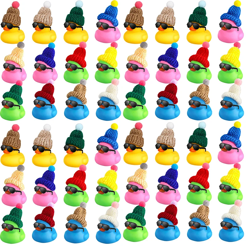 Mini Rubber Ducks with Sunglasses Hats Cruise Rubber Ducks in Bulk Gift Small Bathtub Toy for Hiding Party Favor
