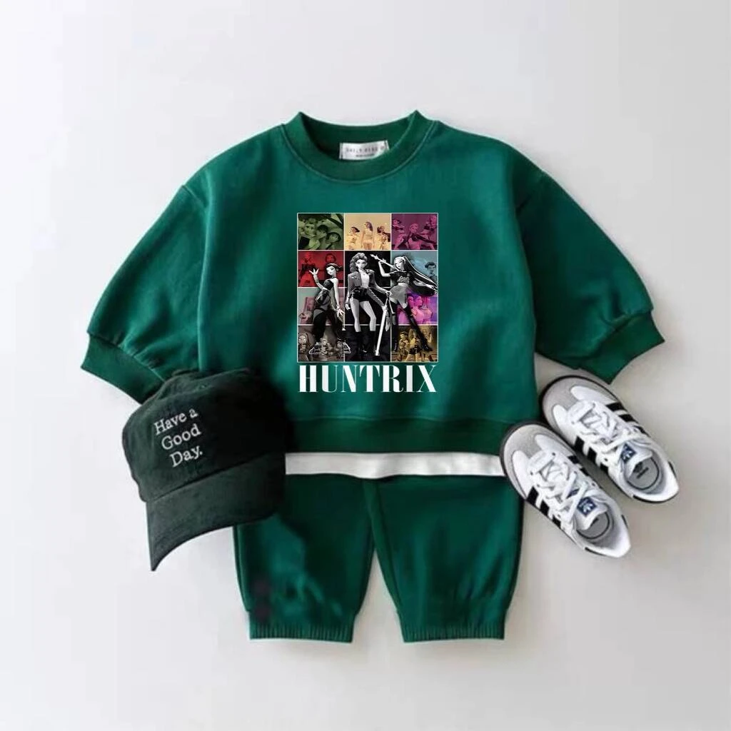 2025's سخونة K-POP Huntrix الدعاوى بلوزات مجموعات طويلة الأكمام البلوز ملابس كاجوال طفل بلايز + السراويل الخريف الربيع الملابس