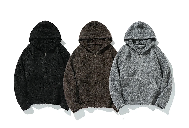 Fashion Trend Retro Cardigan Sweater for Men Street Style Gentle Loose Casual Couple Knitted Hooded Zipper Jacket