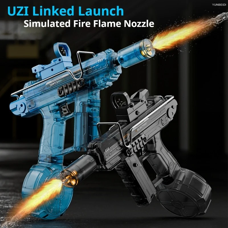 UZI/MK3 Electric Water Gun with Lights Cool Electric Continuous Firing and Reloading Summer Water Play Kid’s Adult Toy Water Gun