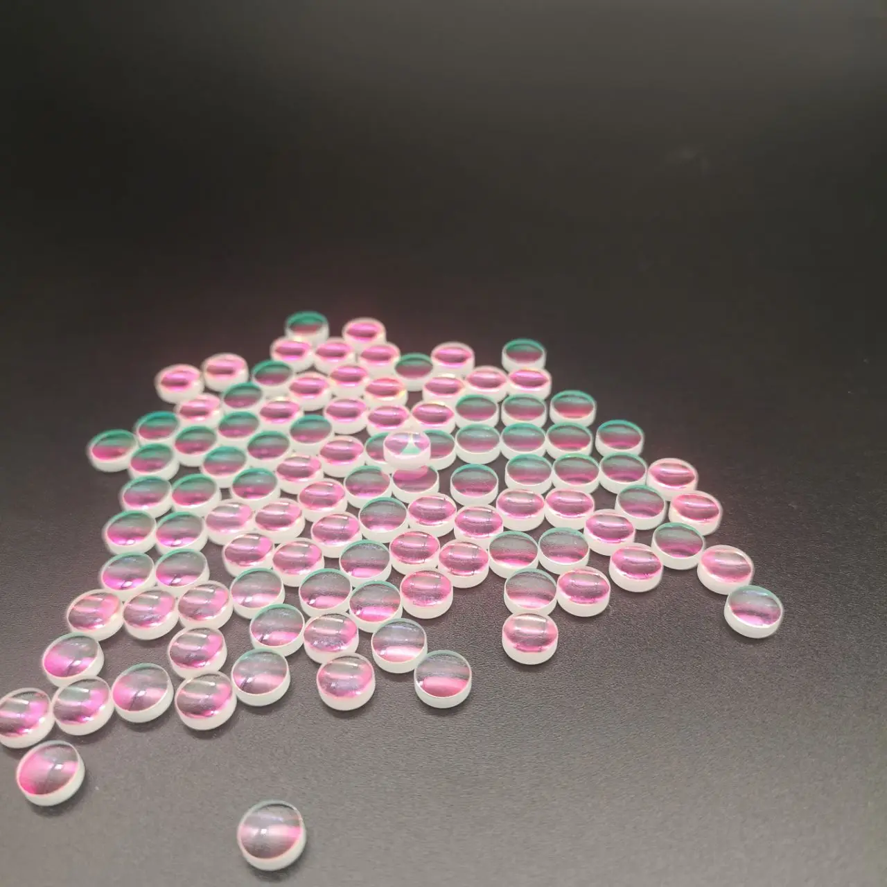 12pcs Defective Double Convex Lens Diameter 6.5mm Coating Red Film Optical Glass Prism Science Research Prisms Decoration Lenses