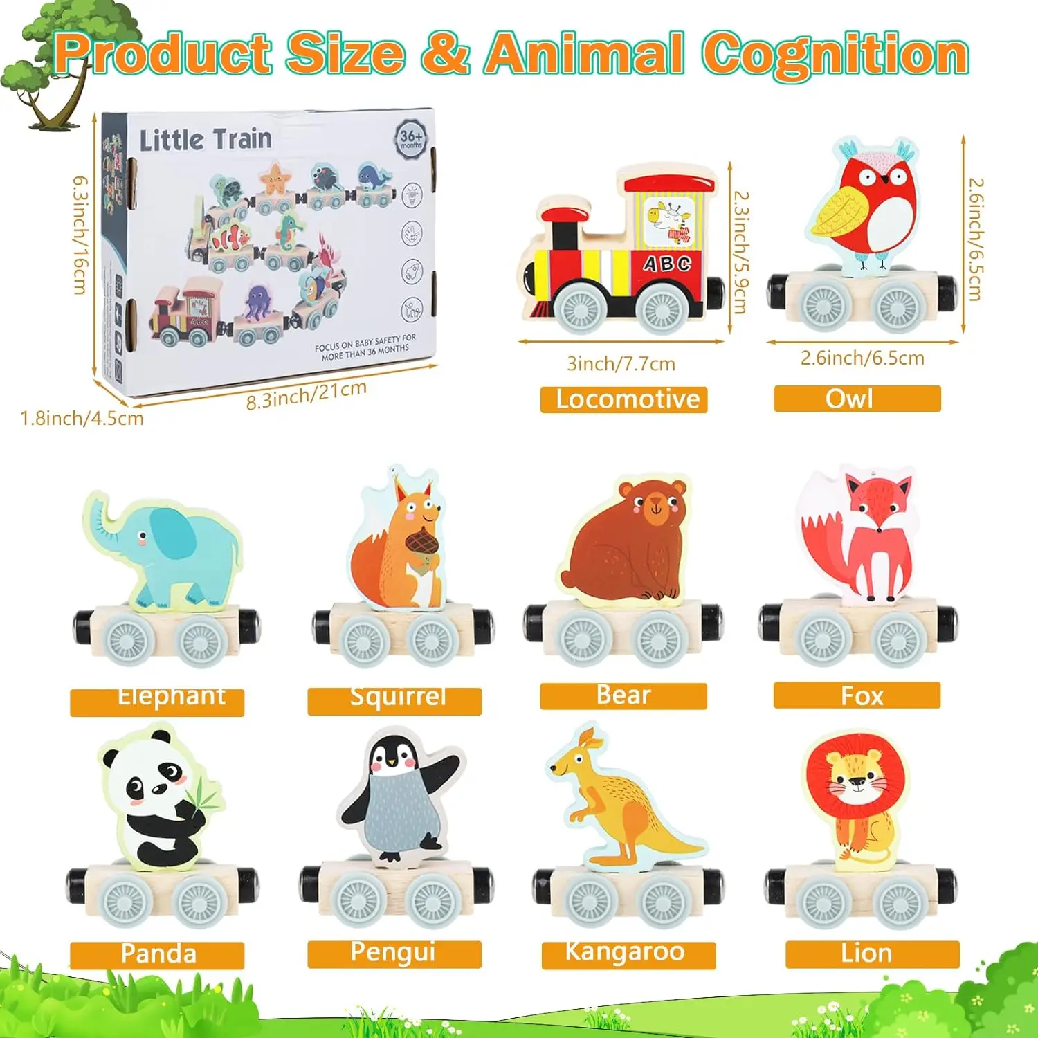 Montessori Magnetic wood Train Toys Early Educational Cognition Animal Toy ordinamento apprendimento insegnamento Car Cartoon Set For Kids