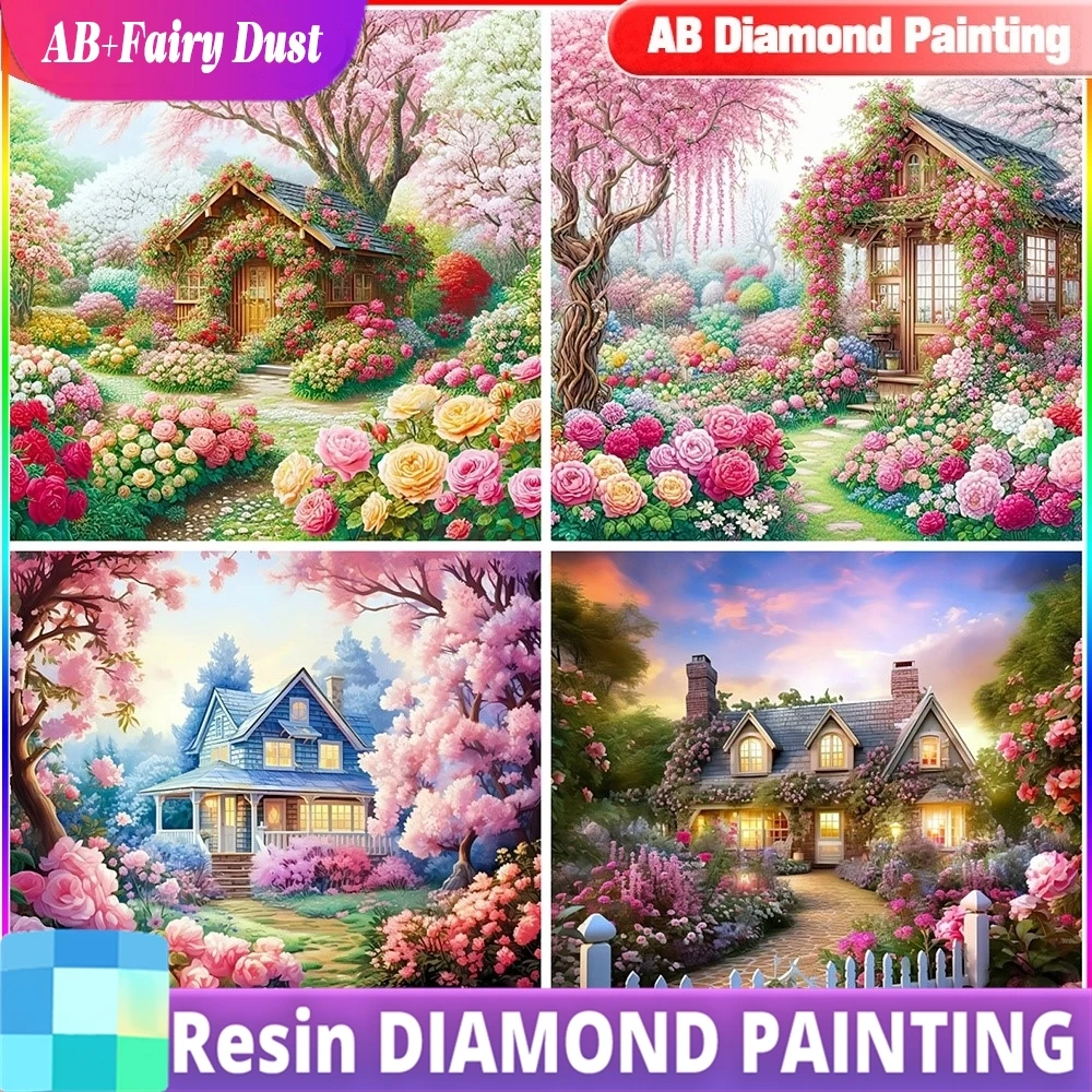 Resina Hada polvo AB diamante bordado casa imagen diamantes de imitación paisaje mosaico flor pintura punto de cruz artesanía