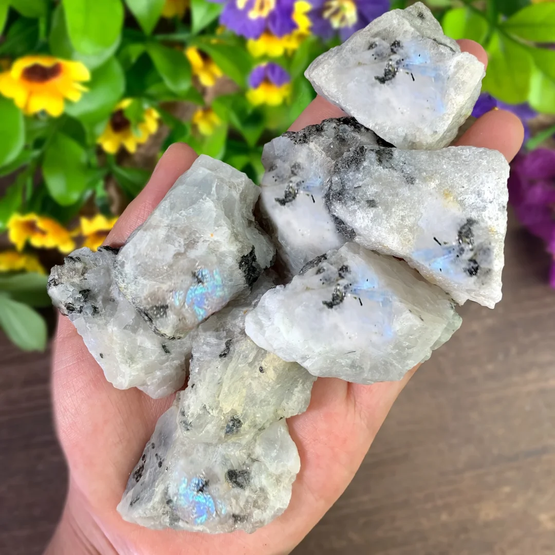Moonstone Stones, Natural Raw Rainbow Moonstone Crystal Stones, Rough Genuine Rainbow Moonstone Crystal Gifts