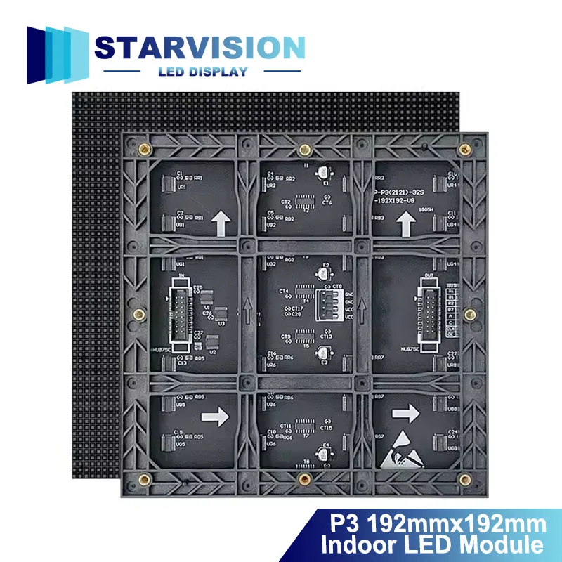 P3 Indoor Full Color LED Display Module 64 X 64 Dot Matrix 192mm*192mm SMD RGB P3 LED Panel Module