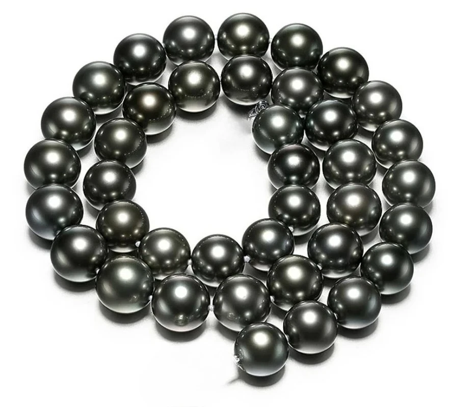 Charming 18"10-13mm Natural Black Peacock Genuine Round Pearl Necklace Women Jewelry 925 Sterling Silver