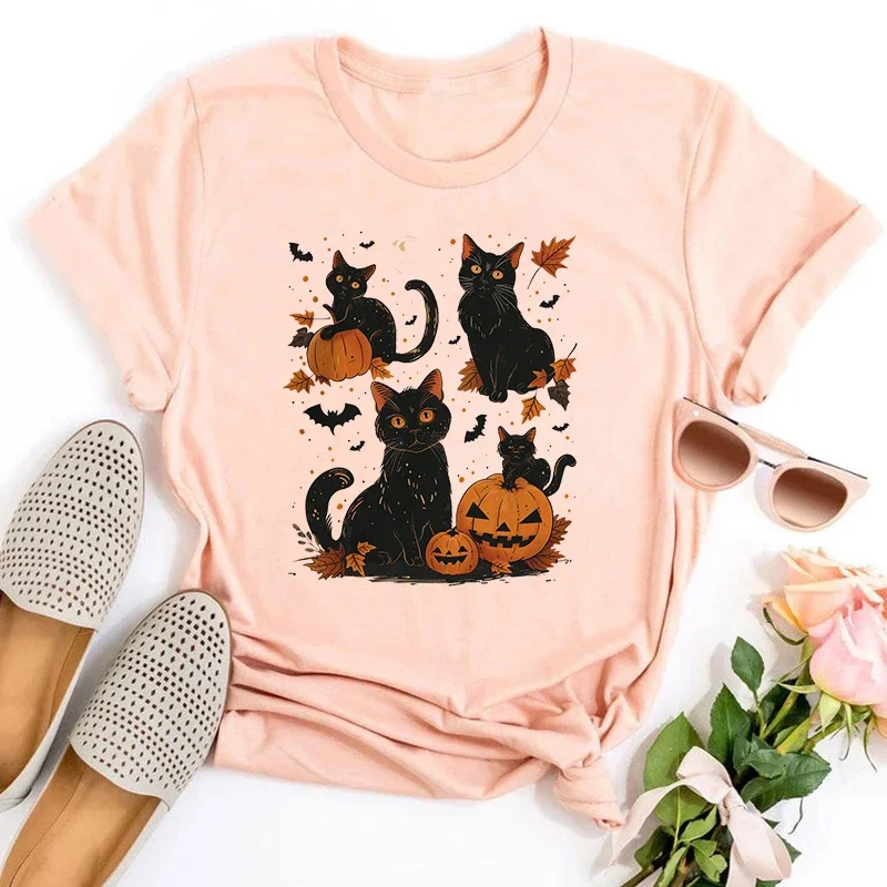 

Black Cat Pumpkin Tee Ghots Cat Retro Halloween Tshirt Gothic Fall Tshirt Halloween Cat Mama Kawaii Clothes m