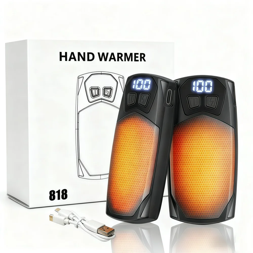 

2 Blocks 3000mAh Portable Hand Warmer with Digital Display Fast Heating Warmth for Winter Outdoor Hiking Skiing Working